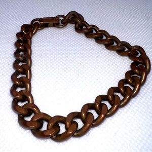 Vintage Copper Tone Chain Link Bracelet Chunky‎ Statement Jewelry